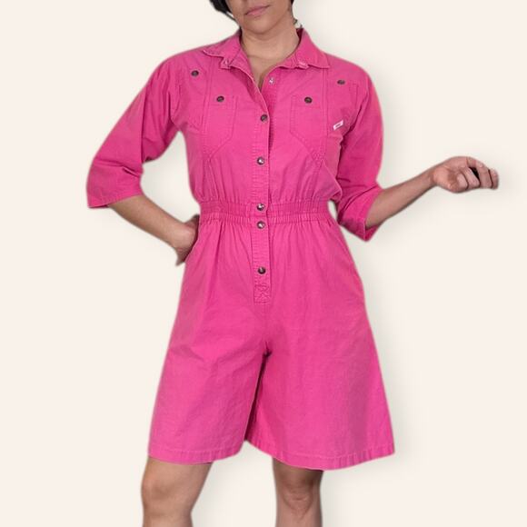 VTG 80s Hot Pink Romper size Large - Picture 1 of 8